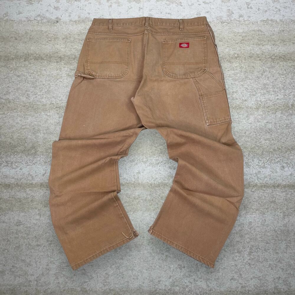 Vintage Y2K Dickies Carpenter Pants 40x32 Baggy Wide Leg Fit Tan Cotton Canvas